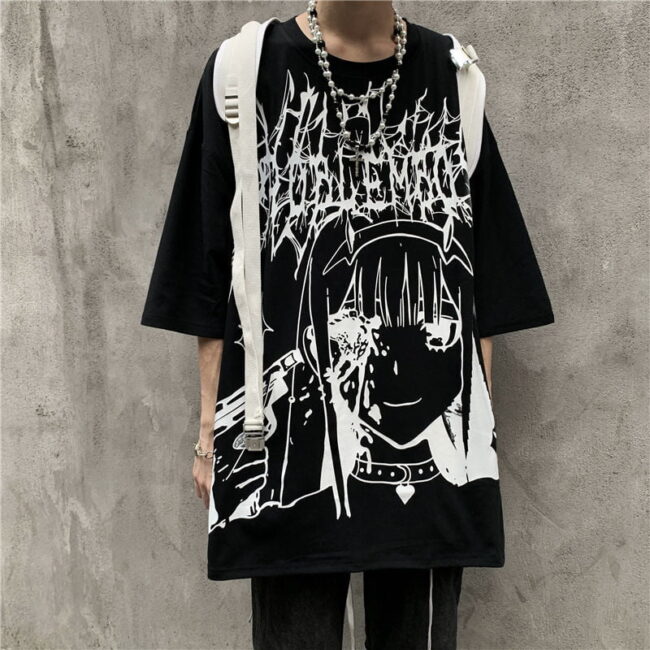 Gothic Dark Anime T-shirt | Streetwear Manga Vintage Harajuku Gothic Goth Tee Shirt Top 1