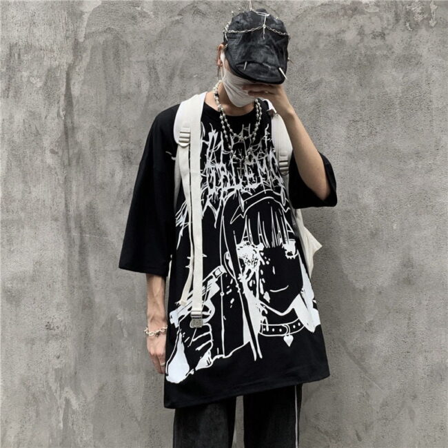 Gothic Dark Anime T-shirt | Streetwear Manga Vintage Harajuku Gothic Goth Tee Shirt Top 5