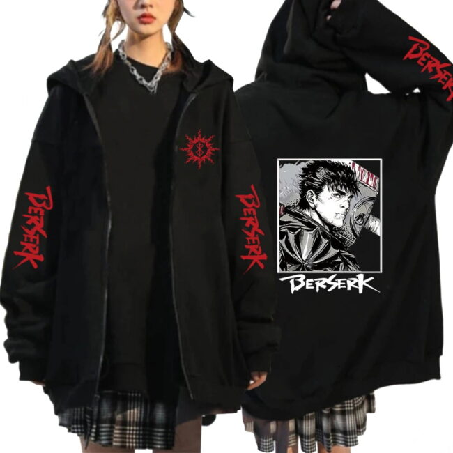 Berserk Anime Hoodie | Guts Eyes Manga Hoodies | Harajuku Long Sleeves Sweatshirt | Hip Hop Boy Girl Clothes Outerwear Coat 4