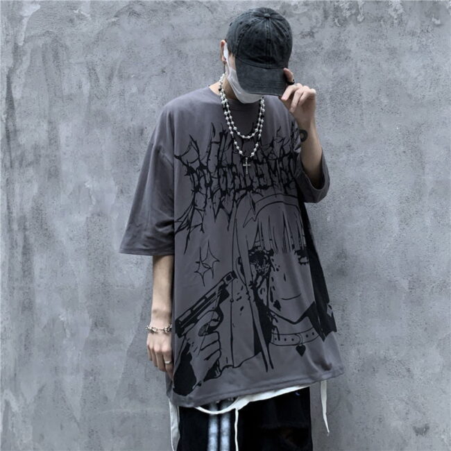 Gothic Dark Anime T-shirt | Streetwear Manga Vintage Harajuku Gothic Goth Tee Shirt Top 6