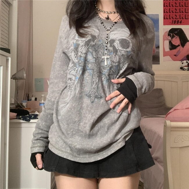 Gothic T Shirt Women | Fairycore E girl Punk Style Clothes | y2k Tee Streetwear 1