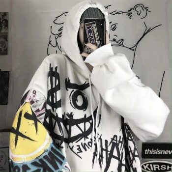 Goth Harajuku Hoodie | Punk Anime Sweatshirt Streetwear